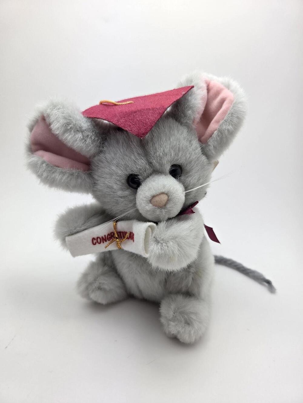Russ Mouse the Gray Mouse Graduation Hat Congratulations Scroll (8 inch)